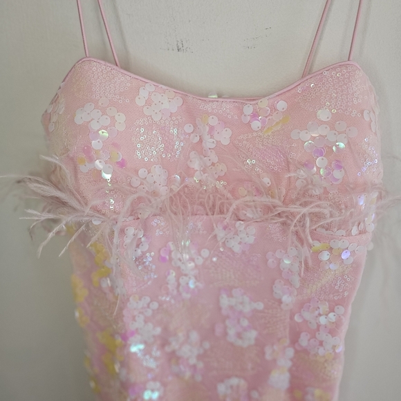 NWT Endless Rose Pink Sequin Feather Sleeveless Women's Mini Dress Size … - Picture 6 of 11